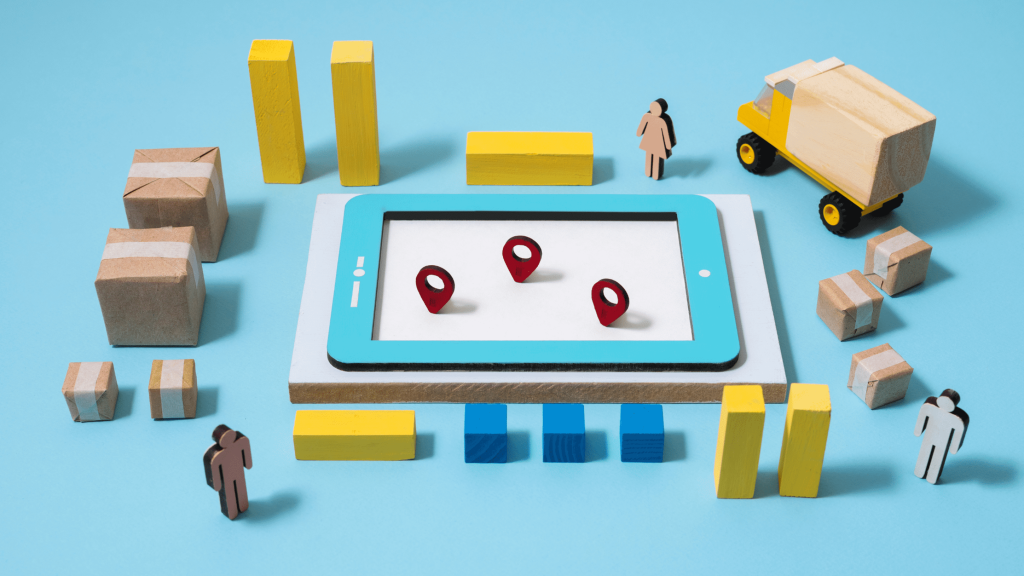 A picture of blocks representing a logistics company identifying their advertising strategies. 