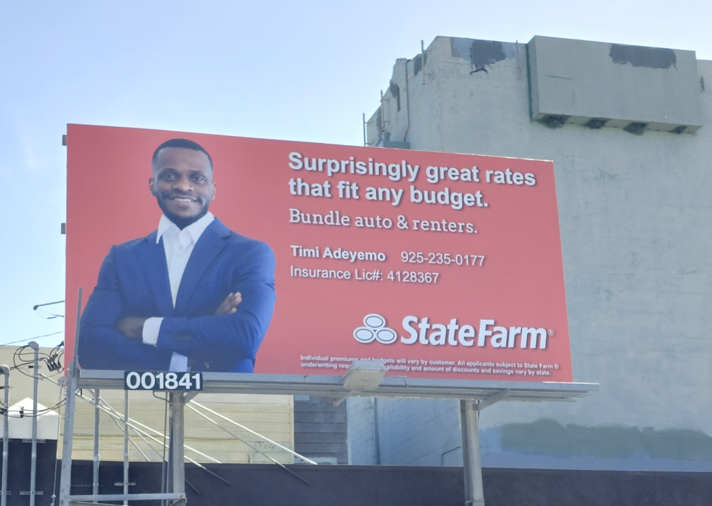 This State Farm billboard is a strong example of how personal branding can increase insurance sales. Featuring a confident local agent and a clear value proposition, the ad builds trust instantly—something essential for converting drivers into new policyholders.
