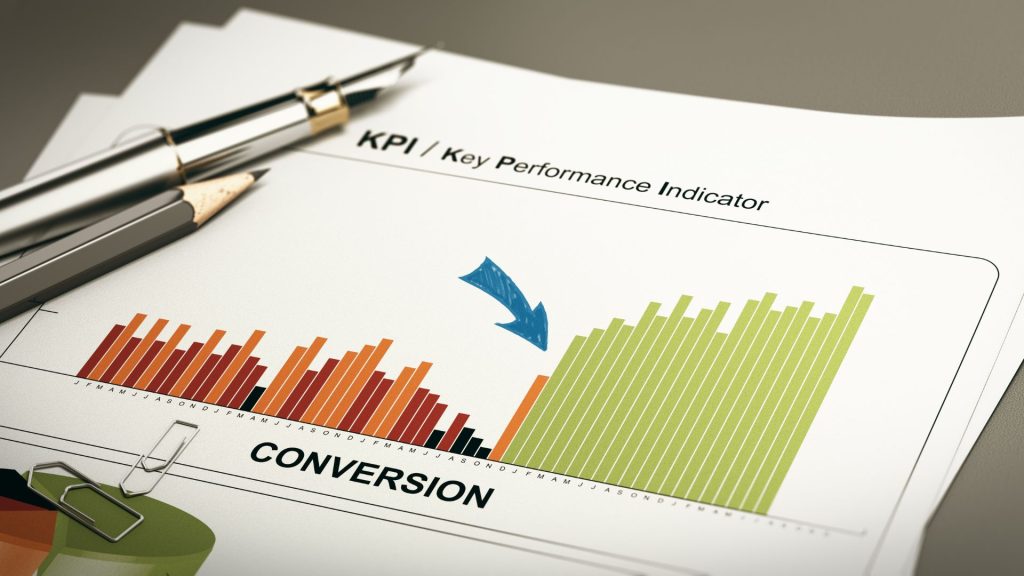 Cross media campaign performance report displaying KPI metrics and improved conversion rates from integrated marketing channels.